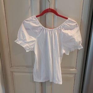 J. Crew Factory White Puff Sleeve Blouse